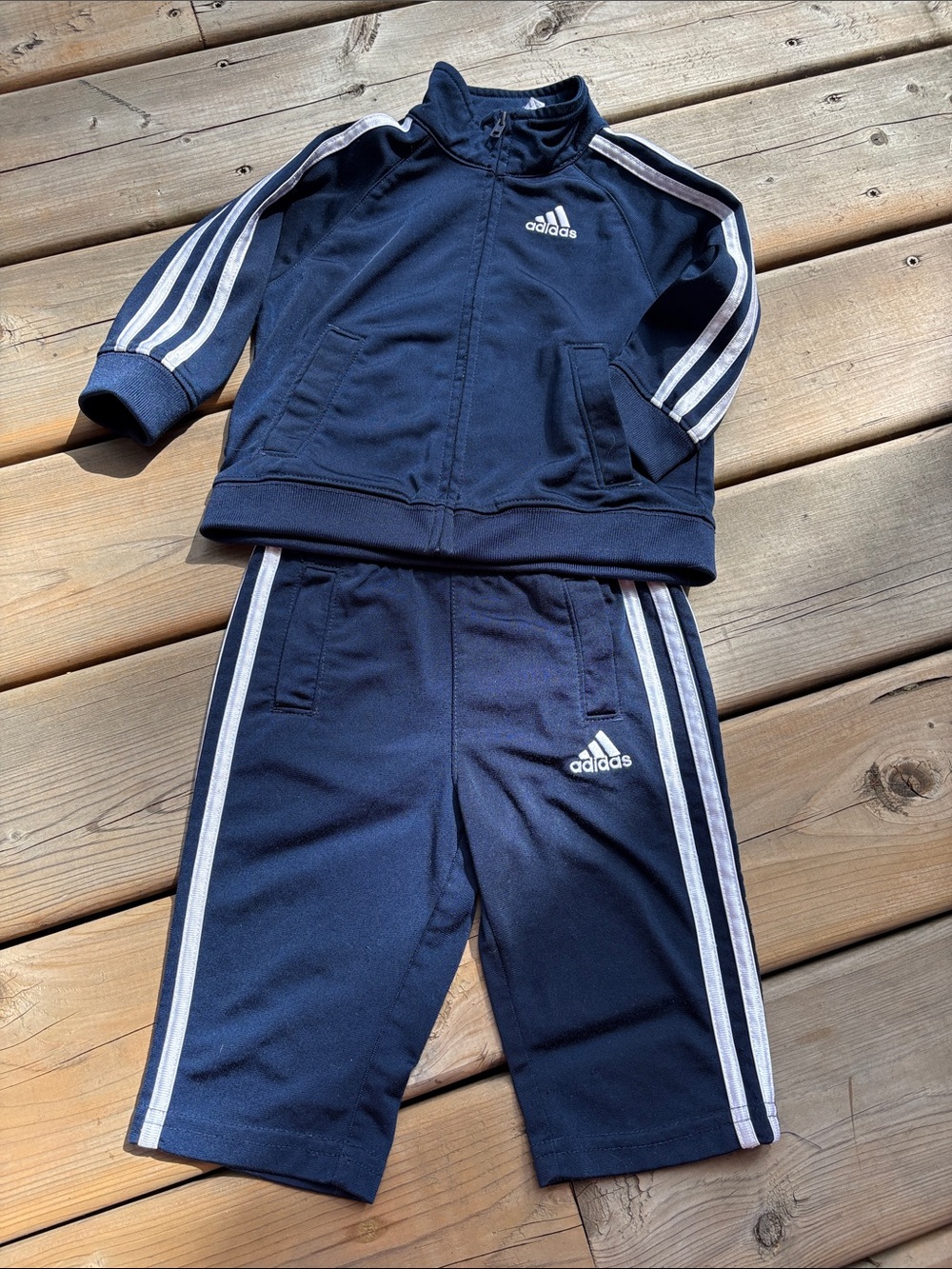 Original Adidas Navy Blue Kids Sweatpants & Jacket Set 9month
